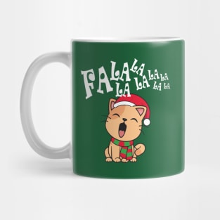 Cute Christmas Cat Singing Fa la la la Song Mug